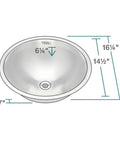 Diagram of 420 Dual-Mount Stainless Steel Lavatory Sink, 16-1/4 Inch, Brushed-Satin Finish, Scratch-Resistant 304-Grade