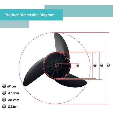 Three Blade Trolling Motor Propeller Upgrade For 32-46 Lbs Thrust Outboard, 23 Cm Diameter, M4 Mount, Heat Treated Nylon Blades For High Speed, Power, And Efficiency In Shallow Water