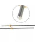Close-up of Left Hand Thread T8 Lead Screw 2mm Pitch 8mm Diameter Trapezoidal Rod with Brass Nut for 3D Printer 304 Stainless Steel.
