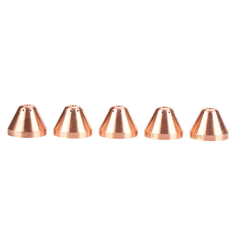 Precision Copper Plasma Cap For Thermal Dynamics Cutting Torch Consumables 5 Pack heavy duty copper caps arranged on a white background.