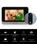 Peephole Doorbell Camera With 1080P HD Video, Dope Night Vision, and 4.3 Inch LCD Monitor displaying family photo