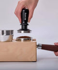 58.35Mm Espresso Tamper Pro Grade Barista Tool With Calibrated Spring Loaded Threaded Stainless Steel Base in use