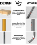 Comparison of XDENPG flush trim router bit with top and bottom bearings, highlighting cutting efficiency, durability, and safety features.