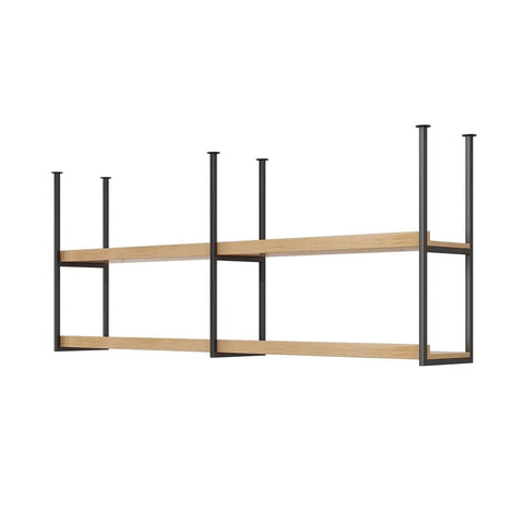 Heavy Hitter Ceiling Shelf Brackets Top Shelf Wrought Iron Floating Mount Supports 2 Tier Space Saver Holds 110 Pounds Black Metal Brackets