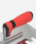 Close-up of handle on 5 Piece Square Notched Trowel Set With Pro Grade Stainless Steel Trowels And Margin Flooring Trowel For Masonry