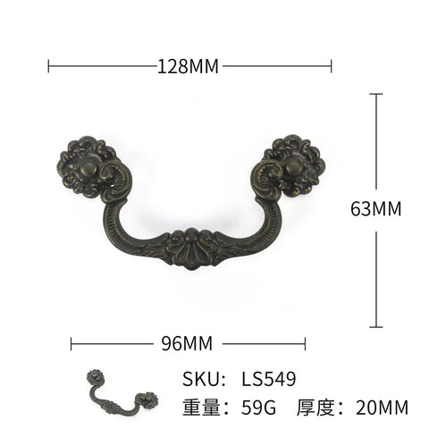 Vintage Zinc Alloy Cabinet Door Handle And Drawer Pull For Antique Furniture Hardware Classic Retro Look Elegant Wardrobe Pulls For Home Decor Durable Screw Mount Suitable For Cabinets And Doors, 128mm length, bronze finish