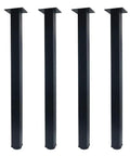28 Inch Square Adjustable Metal Table Legs With Leveling Feet, Heavy Duty Desk And Workbench Supports, Set Of 4, Black Finish