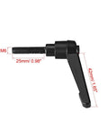 Built Tough M6 Adjustable Clamping Lever Knobs Quick Turn Handle Set Black Oxide Carbon Steel 2 Pack side view with dimensions