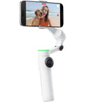 Flow 2 Pro Smartphone Gimbal With 3 Axis Stabilization And AI Tracking displaying selfie mode with phone attached.