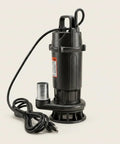 Submersible Grinder Pump For Wastewater And Dirty Water With Built In Debris Macerator System, compact black design with cord.