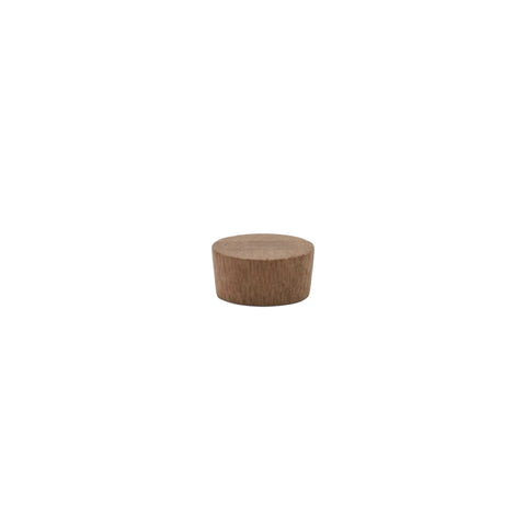 Half Inch Walnut Wood Flat Head Plugs For Furniture, Hidden Screw Hole Caps With A Smooth Flush Finish, shown individually.