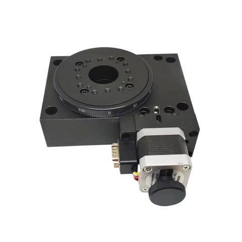 Horizontal Rotary Table With Motorized Drive Worm Gear System Outer Ring Scale And PX110-150 for lab automation