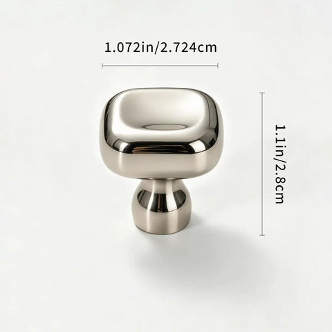 Dope Ultra Sleek Titanium Silver Square Mushroom Cabinet Knob, polished chrome, rounded zinc alloy, 1.07 inch size.
