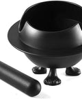 Compact No Stress ABS Plastic Espresso Knock Box Featuring A Quiet Detachable Rubber Striker And Non Slip Base, side view with striker.