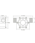 Technical diagram of Three Piece Micro Hydro Generator Kit One Half Inch Portable Turbine Generator DC 10W 12V dimensions