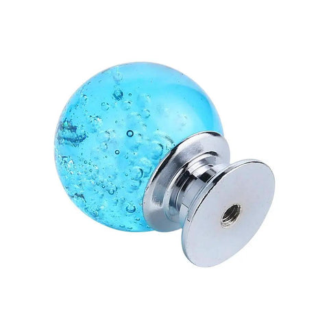 Hella Elegant 10 Pack 30 Millimeter Aqua Blue Crystal Cabinet Knobs Round Glass Bubble Drawer Handles K9 Crystal Zinc Alloy Furniture Hardware For Home Dresser Closet Pulls