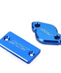 Front And Rear Brake Fluid Reservoir Cover And Master Cylinder Cap For Yamaha YZ450F YZ250F YZ125 YZ85 in blue CNC aluminum