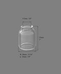 Clear Quartz TIG Glass Cup Nozzle Set For SR WP Welding Torch Gauges Four Through Eight, side view dimensions 9.5mm x 25mm