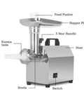 Electric Meat Grinder And Sausage Stuffer Mincer Built Tough Stainless Steel Kitchen Workhorse with labeled parts