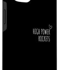 Rocket Science iPhone 13 Case With High Power Model Rocketry Design for Aerospace Nerds and STEM Students, black case, side view