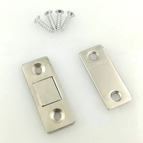 Magnetic Cabinet Catches And Door Stops For Closets, Cupboards, Drawers, And Sliding Doors, Rustproof Nickel Finish with screws