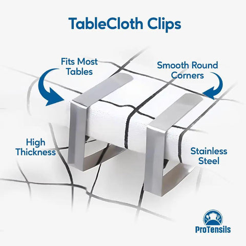 Heavy Duty Stainless Steel Picnic Tablecloth Clips 12 Pack for Outdoor Tables, Durable Clamps Fit 2.5 Inch Thick Tables