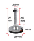 Top Shelf Heavy Duty Adjustable Leveling Feet For Cabinets And Workbenches, Solid 4 Pack Black Carbon Steel Legs With Smooth PvC Foot Pads, Dial In The Precise Height For A Tight Fit with measurements