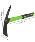 Heavy Duty 16.9 Inch Double Sided Pick Axe For Digging And Garden Work With Non Slip Handle Mattock, green ergonomic handle