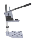 Universal Drill Press Stand Featuring Rock Solid Bench Mount And Heavy Duty Aluminum Base For Hands Free Power Drill Workbench Setup side view of sturdy aluminum base and adjustable lever