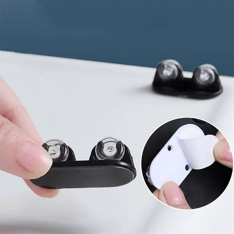 Super Heavy Duty Mini Caster Wheels For Rolling Storage Crates Peel And Stick Swivel Castors 360 Degree Rotation shown in hand.