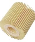 Close-up view of a pleated filter from Toyota Engine Oil Filter Kit Replacement For Avalon Camry RAV4 Sienna Lexus ES300h ES350 IS200t RX350 RX450h Interchange 04152 YZZA1 04152 31090 04152 YZZG1 Five Pack.