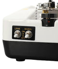 Close-up of Tough As Nails Automatic Optical Lens Groover And Beveling Machine controls with lens and wheel switches.