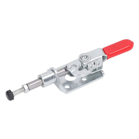 Pro Grade Push Pull Toggle Clamp Featuring Rock Solid Eighty Eight Pound Holding Force And Lightning Fast Sixteen Point Four Millimeter Stroke for efficient securing in workshops.