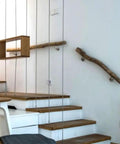 Rock Solid Wood Wall Mounted Stair Handrail With Tight Non Slip Grip For Indoor Outdoor Stairs No Sweat Installation Heavy Duty Safety Railing Available In Multiple Lengths installed along modern stairs.