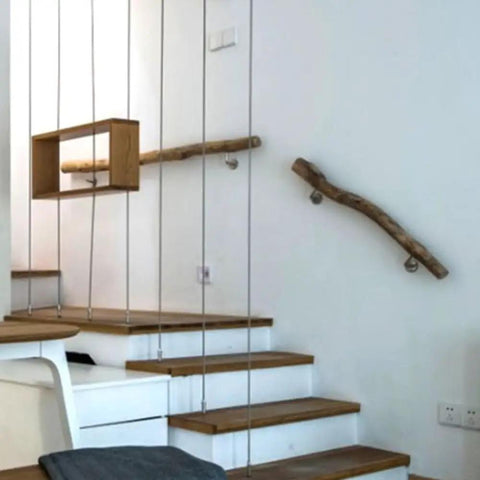 Dang Solid Wooden Stair Handrail With Easy Peasy Wall Mount Install And Non Slip Coating that enhances safety on modern stairs.