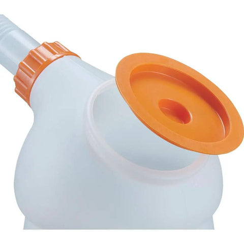 Pinocchio Themed Oil Mug 5 Liter With Nozzle And Lid Included Durable Polyethylene Oil Transfer Jug for garage use, orange lid