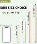 Comparison of bamboo skewer sizes, including six inch, with 5.5 inch phone for scale; Six Inch Bamboo Skewers Pack Of 200 For BBQ Grilling