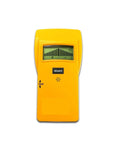 Heavy Duty Wall Scanner And Stud Finder Tool Providing Kickass Accuracy For Pinpointing Drywall Wood Iron Steel Copper Wire And Live Electrical Cables Behind Any Surface Without Creating Messy Holes, yellow device front view.