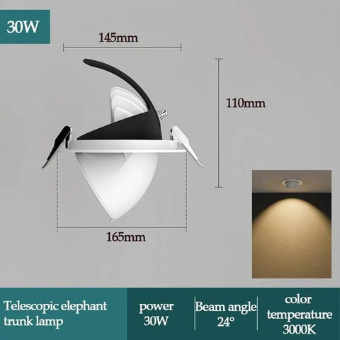 ELUKHT White LED Gimbal Downlight - Dimmable Recessed Lighting Kit for Home & Commercial Spaces,30w-White Light dimensions 145mm x 110mm