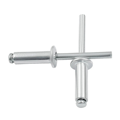 Heavy Duty Aluminum Blind Rivets Top Shelf Dome Head Silver Metal Fasteners showing two 20mm aluminum rivets for metal repairs.