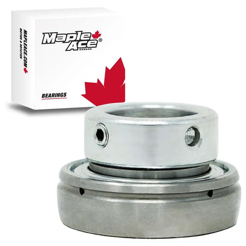 SA208 Insert Bearing 40mm Bore Spherical OD With Eccentric Locking Collar And Lubrication Hole Beefed Up For Heavy Duty Use High Speed Low Noise Long Life Bearings For Extreme Climates And OEM Replacements, shown with box