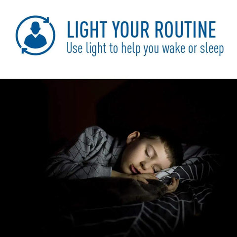 Child sleeping under dim light; Smart A21 LED Bulb 100W Equivalent Tunable White To Color Changing Works With Alexa And Google Home No Hub Needed Bluetooth And 2.4 GHz WiFi 1 Pack Voice Controlled Mood Lighting For Home.