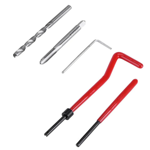 Thread Repair Kit With 30 Piece Insert Tool Set M5 For Restoring Damaged Internal Threads And DIY Field Repairs With Wire Inserts Installation Wrench Drill Bit And Lug Breaker Tool In Durable Stainless Steel, drill bit and tools