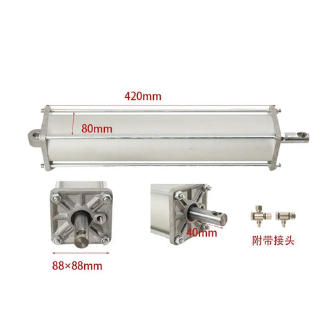 Table Top Tire Changer Air Cylinder 420x80x88 mm Aluminum Alloy Pneumatic Cylinder With PT One Eighth Connector 370 mm Stroke