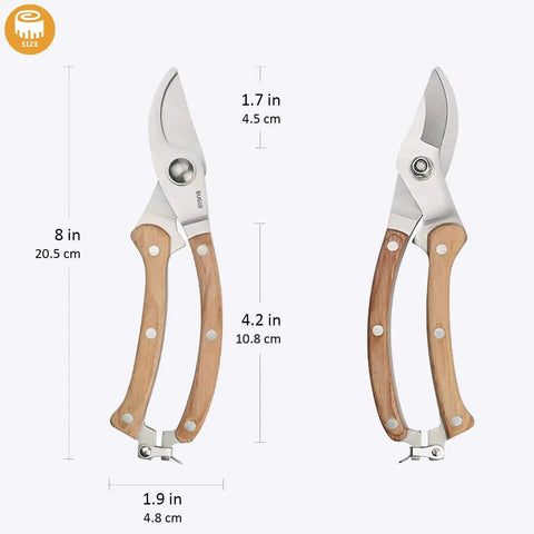 Workhorse Wood Handle Pruning Shears With SK-5 Blade For Clean, Crisp Cuts, 1 Inch Cutting Capacity, 8 Inch Length