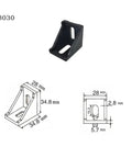 10 Pack Inside Corner Bracket Gusset For 3030 Aluminum Extrusion Profile With 8 mm Slot, 35 X 35 X 28 mm, with dimensions and design