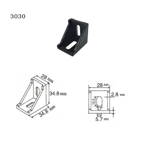 10 Pack Inside Corner Bracket Gusset For 3030 Aluminum Extrusion Profile With 8 mm Slot, 35 X 35 X 28 mm, with dimensions and design
