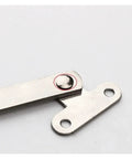 Close-up of 2 Piece Set Heavy Duty Stainless Steel Cabinet Door Lift Up Stay Hinge With Soft Close component on white background.