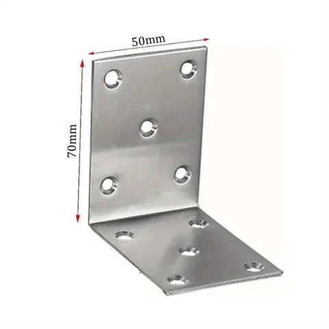 No Fuss L Shape Corner Brackets Pack Of 8 Rock Solid Stainless Steel Shelf Holders Rust Proof Furniture Braces Built Like Tanks Straight Up Perfect For Heavy Duty Shelving And Fast Cabinet Fixes metallic L bracket with dimensions 50mm x 70mm.