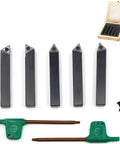 Three Eighths Inch Mini Indexable Lathe Turning Tool Holder Set with five AL AR BL BR E holders and inserts